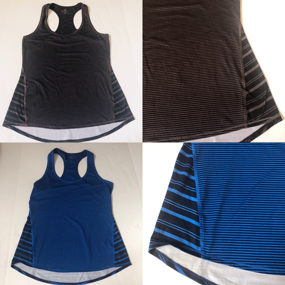 TWO ATHLETA STRIPE RACERBACK TANKS SIZE S